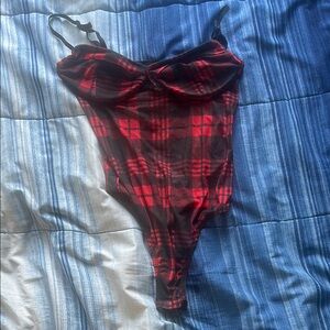 Streetwear Society Red and Black Plaid Kids Bodysuit